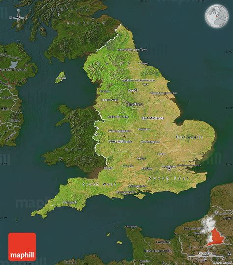 Explore the regions, counties, towns and discover the best places to visit in england. Satellite Map of England, darken