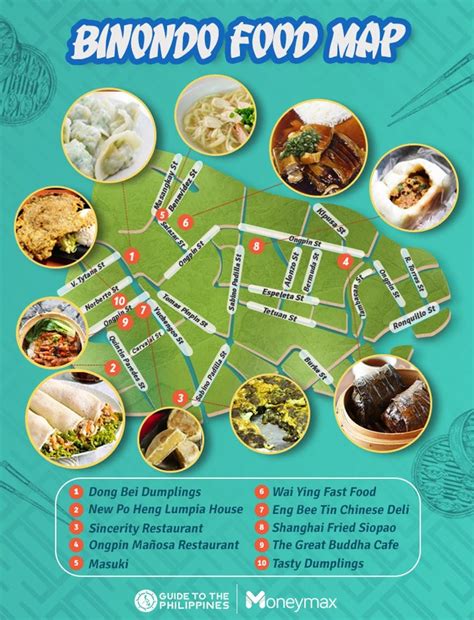 Map Of 10 Streetside Shops In Binondo By Moneymax Food Map Food Crawl Travel Food