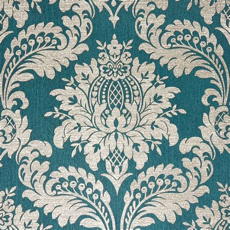 Boutique Archive Damask Teal And Gold Wallpaper 119969