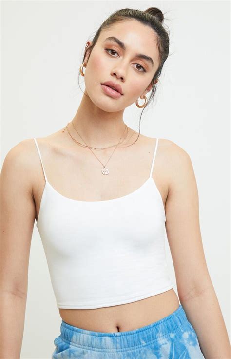 Pacsun In Cropped Cami White Crop Top Tank Cami Tops