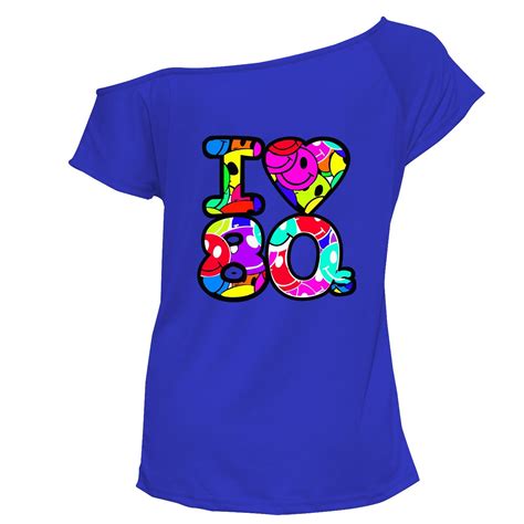 womens i love the 80s print tshirt ladies off shoulder top tee lot 6014792 ® ebay