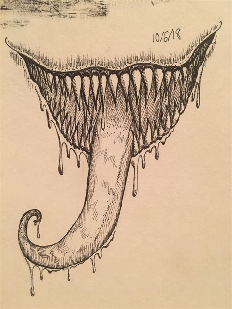 A Drawing Of A Monsters Mouth With Water Dripping From It