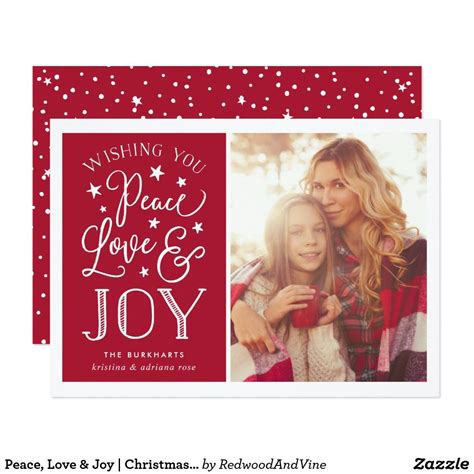 Peace Love And Joy Christmas Photo Card Holiday Photo