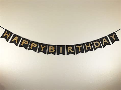 Happy Birthday Banner In Black And Gold Birthday Party