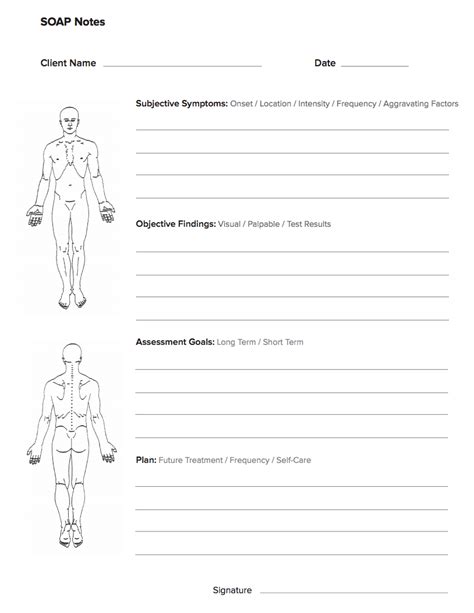 Free Printable Soap Notes For Massage Therapy Printable Templates