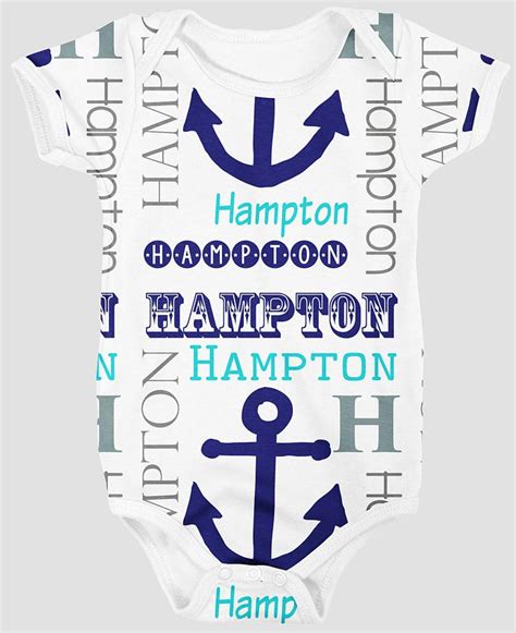 Navy Anchors Personalized Baby Onesie Personalized Baby Onesies