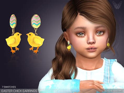 Sims 4 — Easter Chicks Earrings For Toddlers By Giuliettasims — 7