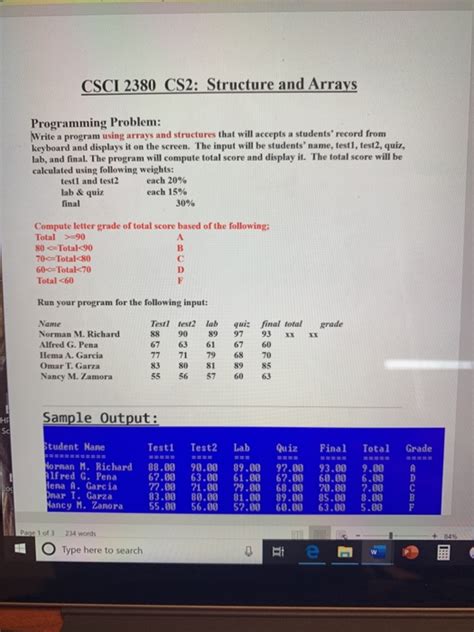 Solved Csci 2380 Cs2 Structure Arrays Programming Problem