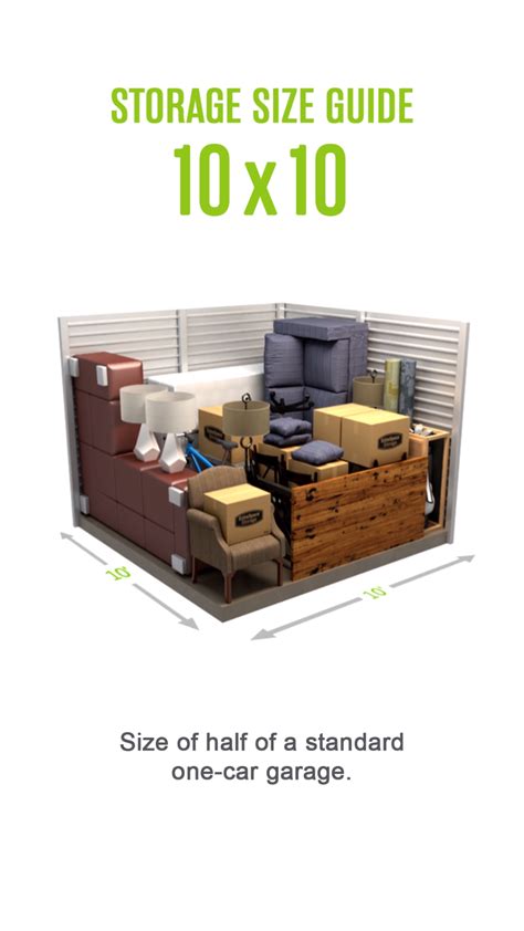 Self Storage Size Guide For A 10x10 Storage Unit Size Of Half Of A