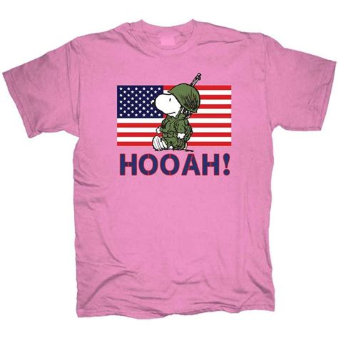 Peanuts Snoopy Adults T Shirt Us Army Hooah Hot Pink Usa Made Ebay