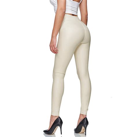 glamexx24 damen kunstleder high waist leggings skinny hose leder optik treggings ebay
