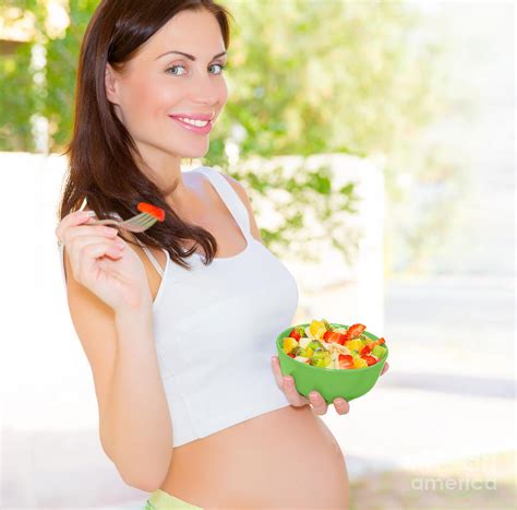 Pregnant Woman Eating Salad Photograph By Anna Om Fine Art America