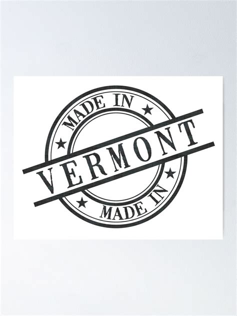 Made In Vermont Stamp Style Logo Symbol Black Poster For Sale By