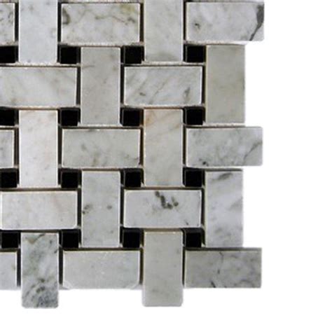 Ivy Hill Tile Magnolia Weave White Carrera With Black Dot Marble Mosaic