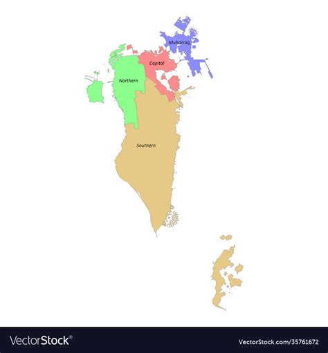 High Quality Labeled Map Bahrain With Borders Vector Image