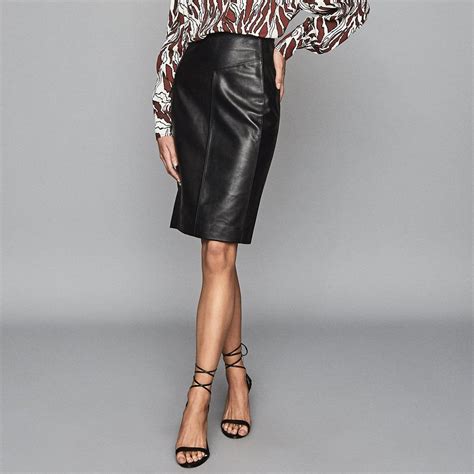 Megan Black Leather Pencil Skirt Reiss Black Leather Pencil Skirt Leather Pencil Skirt