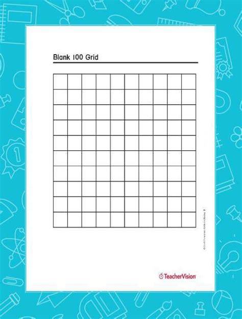 Blank 100 Grid Printable 1st 3rd Grade Teachervision