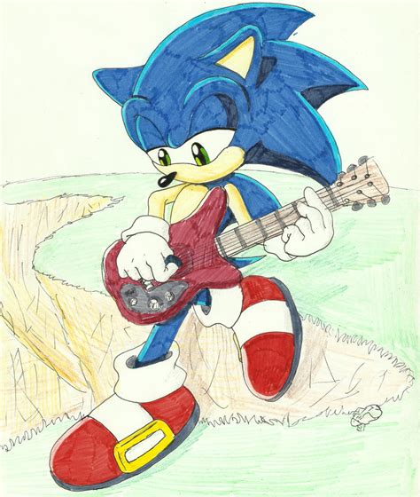 Old Sonic On Guitar By Sonicguru On Deviantart