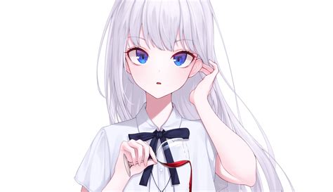 Wallpaper Anime Girls White Hair Blue Eyes 2d 3642x2100 Slimcoez 1700519 Hd