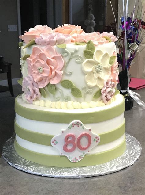 Floral 80th Birthday Cake 80 Birthday Cake Mom Cake Birthday Cake