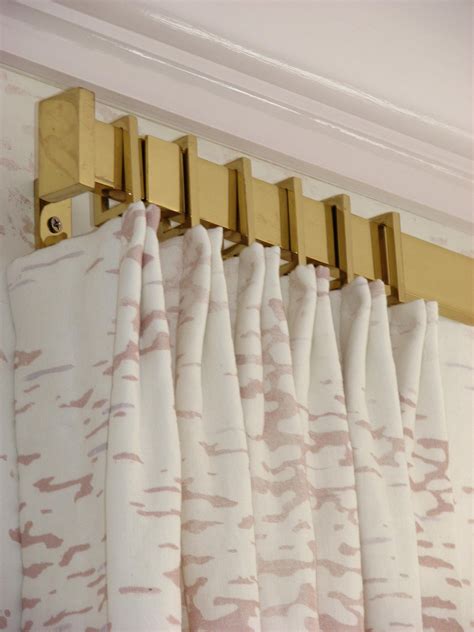 Rectangular Drapery Rod And Rings In Polished Brass Available To The