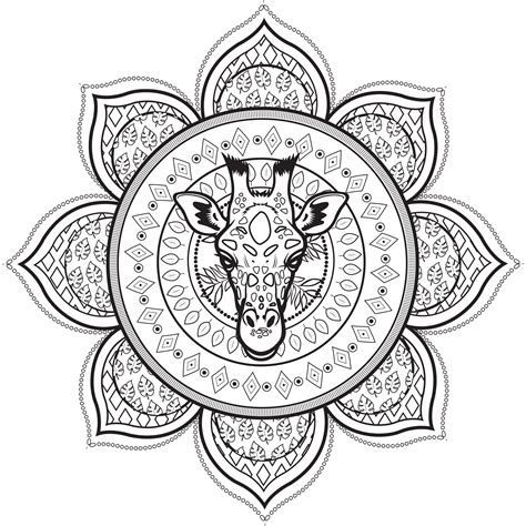 Mandala Con Jirafa Mandalas Colorear Para Adultos