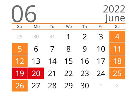 June 2022 Printable Calendar The Us — Easy Free Print