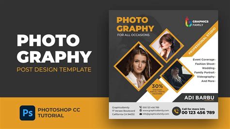 How To Create A Photographer Social Media Post Design Template Using