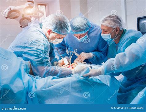 Process Of Trauma Surgery Operation Group Of Surgeons In Operating
