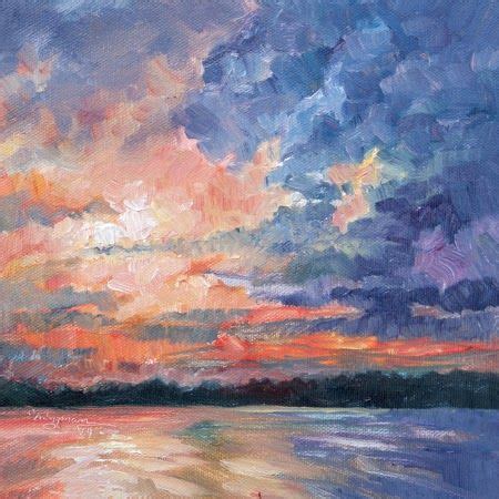 Painting By Carlene Dingman Atwater Sunset Over The Mississippi