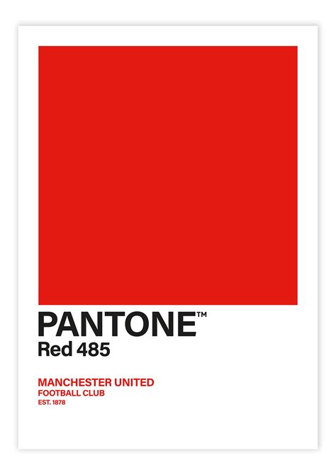 Manchester United Football Club Pantone 485 Red Poster Print Etsy