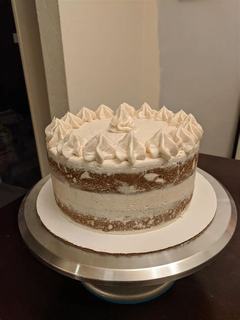 Naked Spice Cake With Rum Nutmeg Buttercream Frosting R Baking