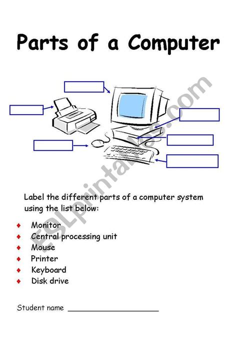 Label Computer Parts Worksheet