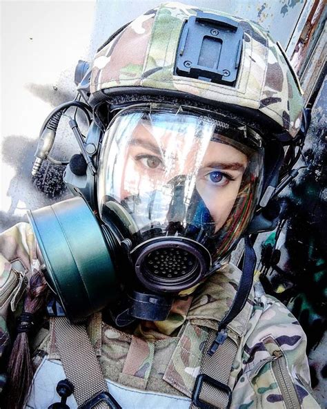 Pin By Randall Quick On Military Girl In 2020 Gas Mask Girl Military