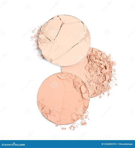 Different Broken Face Powders On White Top View Stock Photo Image Of