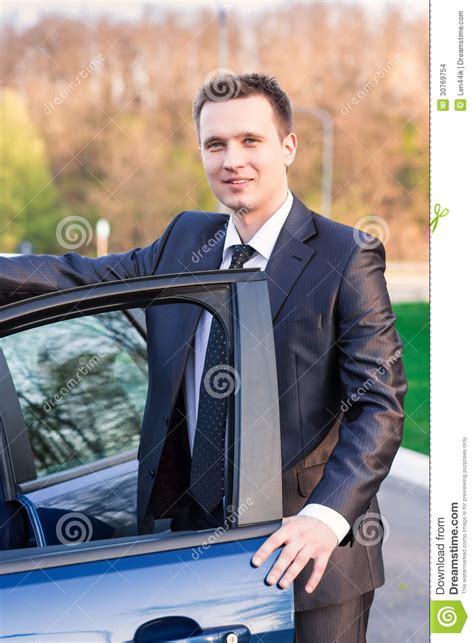 Handsome Young Businessman Near His New Car Stock Photo Image Of