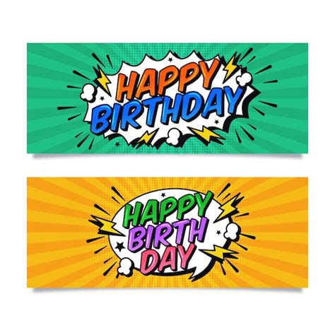 Free Vector Happy Birthday Horizontal Banners
