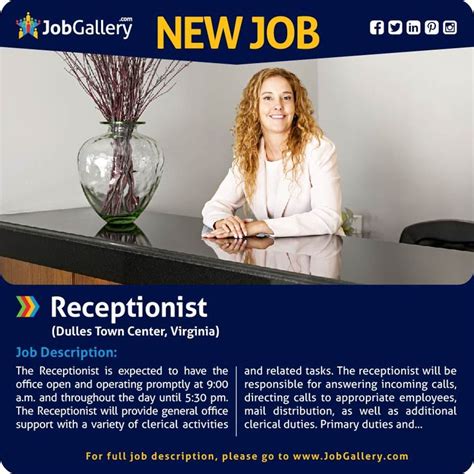 Receptionist Administrative Jobs Job Posting Job Opening