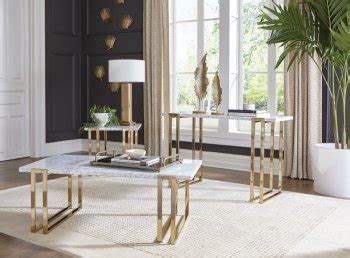 A blend of marble and rose brass lend an opulent modern stylishness to your home. Reviews: 722738 3Pc Coffee & End Table Set - White Marble ...