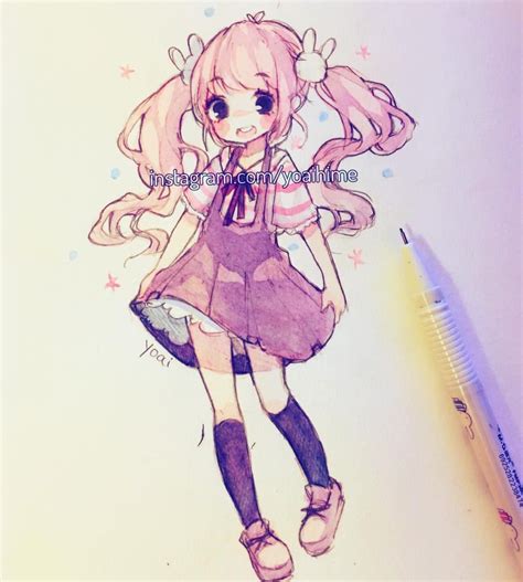 Cute Drawings Anime Easy How To Draw A Cute Anime Girl Step By Step