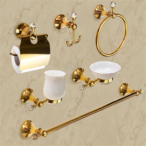 Set accessori da bagno 6 Pezzi Oro con Swarovski - Le Chic Arredamenti