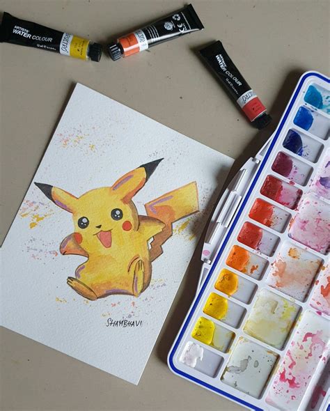 Pikachu Watercolor Pikachu Watercolor Pokemon Paintings In 2020