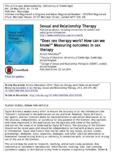 Pdf “does Sex Therapy Work How Can We Know” Measuring Outcomes In Sex Therapy
