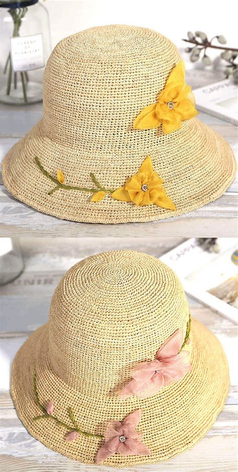 Handmade Silk Flower Embellished Summer Hat For Women Straw Hat Wcm026