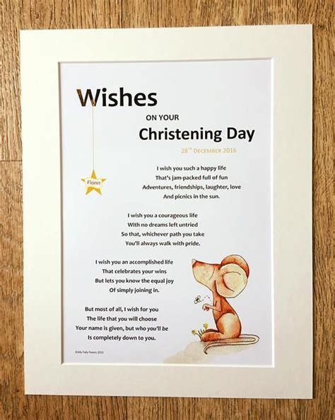 wishes on your christening day poem illustrated poem unique etsy uk christening poems