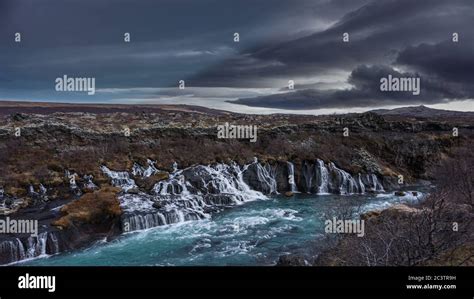 The Beautiful Hraunfossar Waterfalls West Iceland Stock Photo Alamy