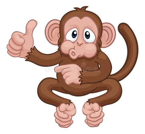 Monkey Cartoon Animal Thumbs Up And Pointing Stock Vector