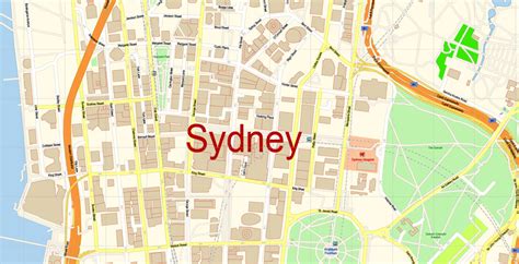 Sydney City Center Map Printable City Plan Editable Illustrator Detailed