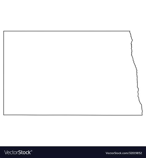 North Dakota Nd State Border Usa Map Outline Vector Image