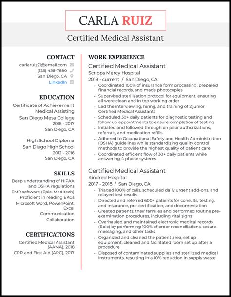 Medical Assistant Resume Samples For